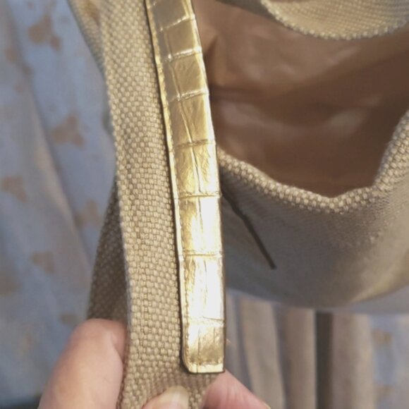MICHAEL KORS BURLAP TWEED SHOPPER/TOTE ~ GOLD ACCENTS ~ NWOT - Picture 12 of 14